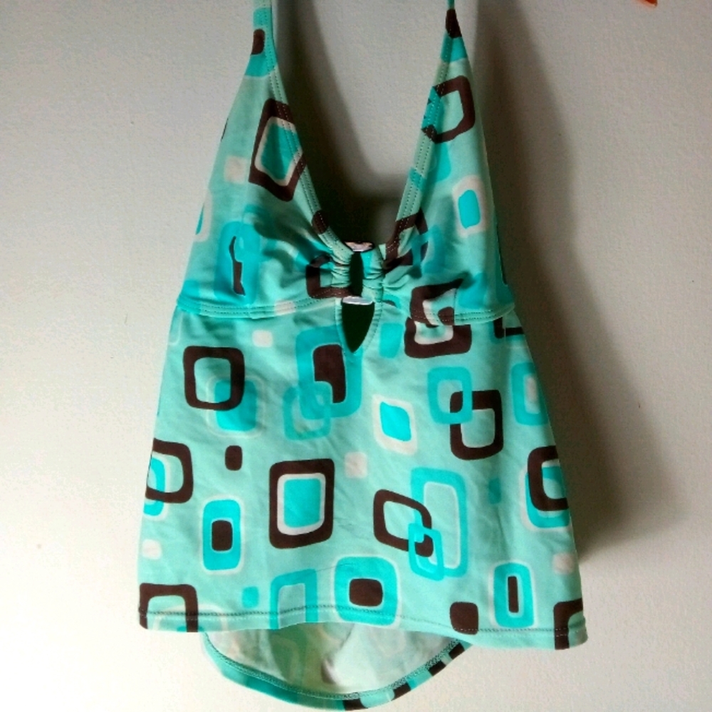 Ocean Dream 18 Chocolate Aqua Tankini Top Plus